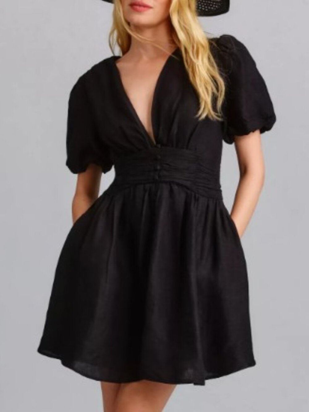 Anthropologie Katerina Button-Front Mini Dress Black
